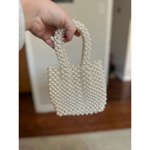 Women's Unbranded White Pearl Beaded Mini Bag One Size - Picture 5 of 5